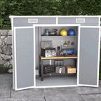 Resin Garden Shed with Floor, 2 Locking Doors, Window, 2.4 x 1.3 m, Grey