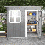 Steel Garden Shed with Locking Door, Window and Air Vents, 2.2 x 1.3 m, Gray