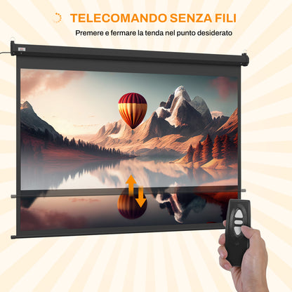 Projector Screen 100"  4:3 Format Adjustable with Remote Control, 203x152cm, Black