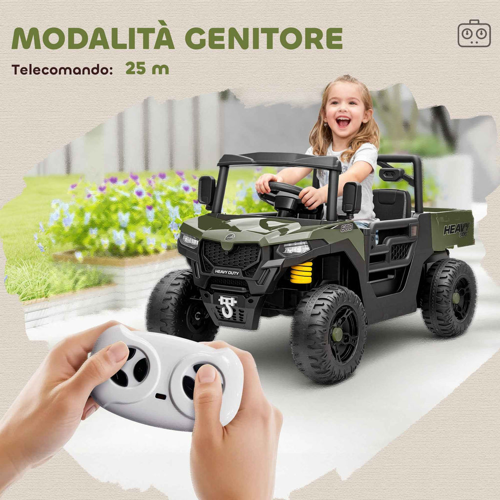 AIYAPLAY 12V Electric Ride-On Toy Car for Kids with Remote Control, Suspension, Trunk, and Music, Ages 3-8, Green