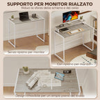 HOMCOM Space-Saving Folding Desk with Removable Monitor Stand, 100x48x87.5 cm, Wood