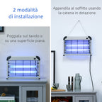 Outdoor and Indoor Electric Insect Killer with UV Mosquito Lamp for 60m², 20W Electric Mosquito Killer, Grey and White