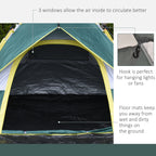 Outsunny Automatic camping tent for 2 people with internal pockets and mat, 205x195x135cm green - Borgè