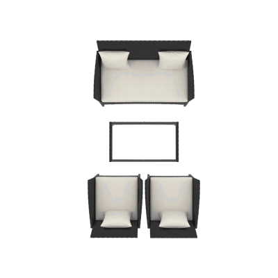 4-Piece Rattan Garden Set with 2 Chairs, 2-Seater Garden Armchair and Low Coffee Table