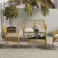 MYSTIKO | 4 Piece Rattan Garden Set with 2 Chairs, Sofa and Coffee Table, Natural and Black