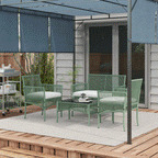 MYSTIKO | 4 Piece Rattan Garden Set with 2 Chairs, Sofa and Coffee Table, Green