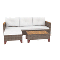 PE Rattan Garden Lounge with 2-Seater Sofa, Chaise Longue and Coffee Table, Cream