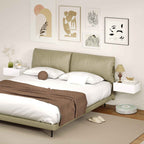 HOMCOM Set of 2 Modern Floating Bedside Tables with Wooden Drawer, 40x30x15cm, White