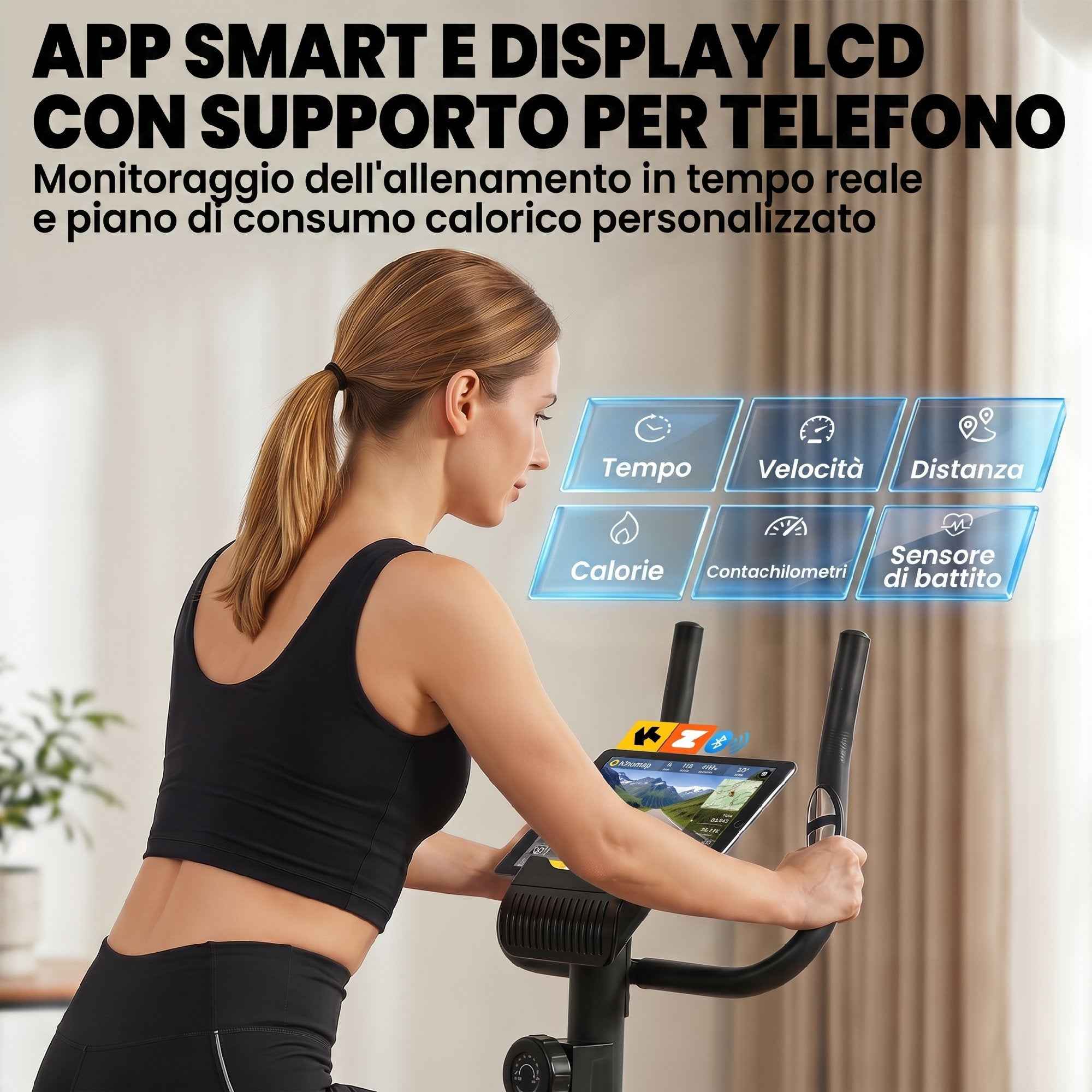 SPORTNOW Bluetooth Exercise Bike, App, Silent, 8 Levels of Magnetic Resistance for Home.