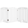 3-Panel Folding Dog Gate with 2 Stands, White Wood, 155x30x61 cm