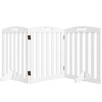 3-Panel Folding Dog Gate with 2 Stands, White Wood, 155x30x61 cm