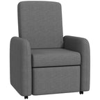 Reclining Armchair 115° max with Footrest and 4 Wheels, in Polyester and Wood, 76x78.5x102 cm, Gray