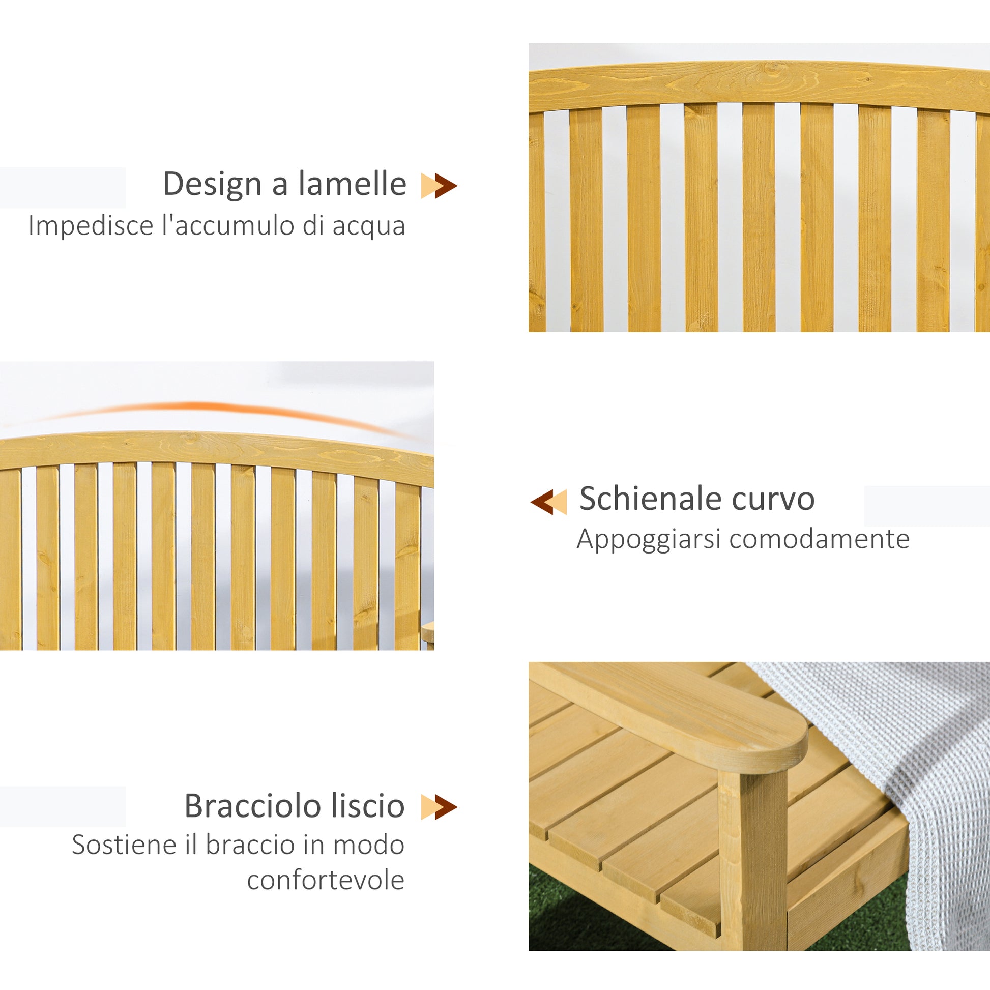 Outsunny 2-Seater Garden Bench with Slatted Seat and Backrest, in Fir Wood, 143x51x85 cm - Borgè