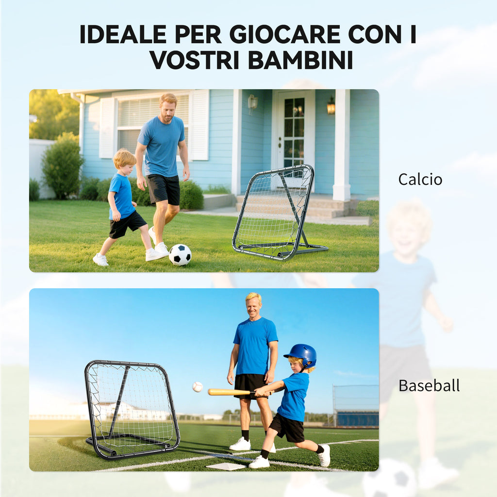 Metal Soccer Rebounder with Adjustable Angle, 78x84x65-78 cm