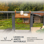 Folding and Adjustable Balcony Railing Table in Wood, Teak Colour - Borgè