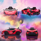 Electric Ride-On Toy Car for Kids 3-5 Years Old 12V Lamborghini SIAN, 3-5km/h Electric Car for Kids with 2 Motors, Headlights and Music, Remote Control, Seat Belt and Horn, Red
