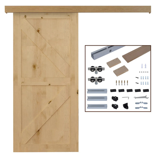 Rustic Style Wooden Sliding Door Track with Accessories Kit