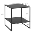 Industrial Style 2 Tier Steel Coffee Table, 40x40x45cm, Black