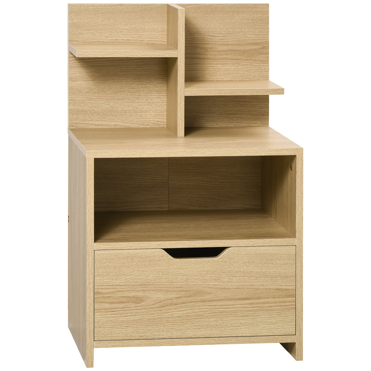 Bedside Table with 2 Open Shelves and Drawer in Chipboard for Bedroom and Living Room, 45x35x73 cm