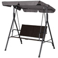 Outsunny 2-Seater Garden Swing with Adjustable Canopy, 140x110x151 cm, Brown and Grey