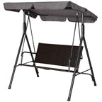 Outsunny 2-Seater Garden Swing with Adjustable Canopy, 140x110x151 cm, Brown and Grey