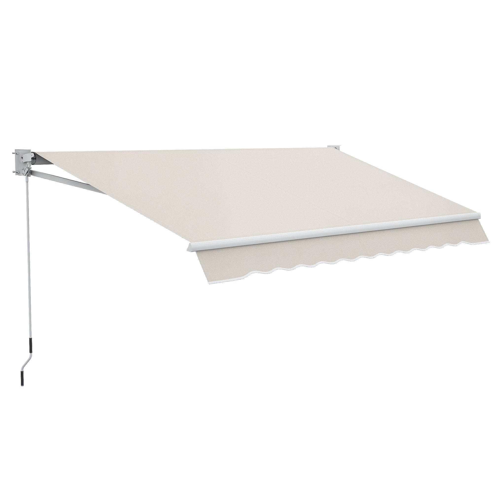 3x2 m Awning with Arms, Adjustable 5°-35° in Aluminum and Polyester, Cream White
