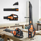 Outsunny 20V Cordless Leaf Blower, 900W Brushless Motor, 3 Speed Levels, Turbo Boost, Battery Charger