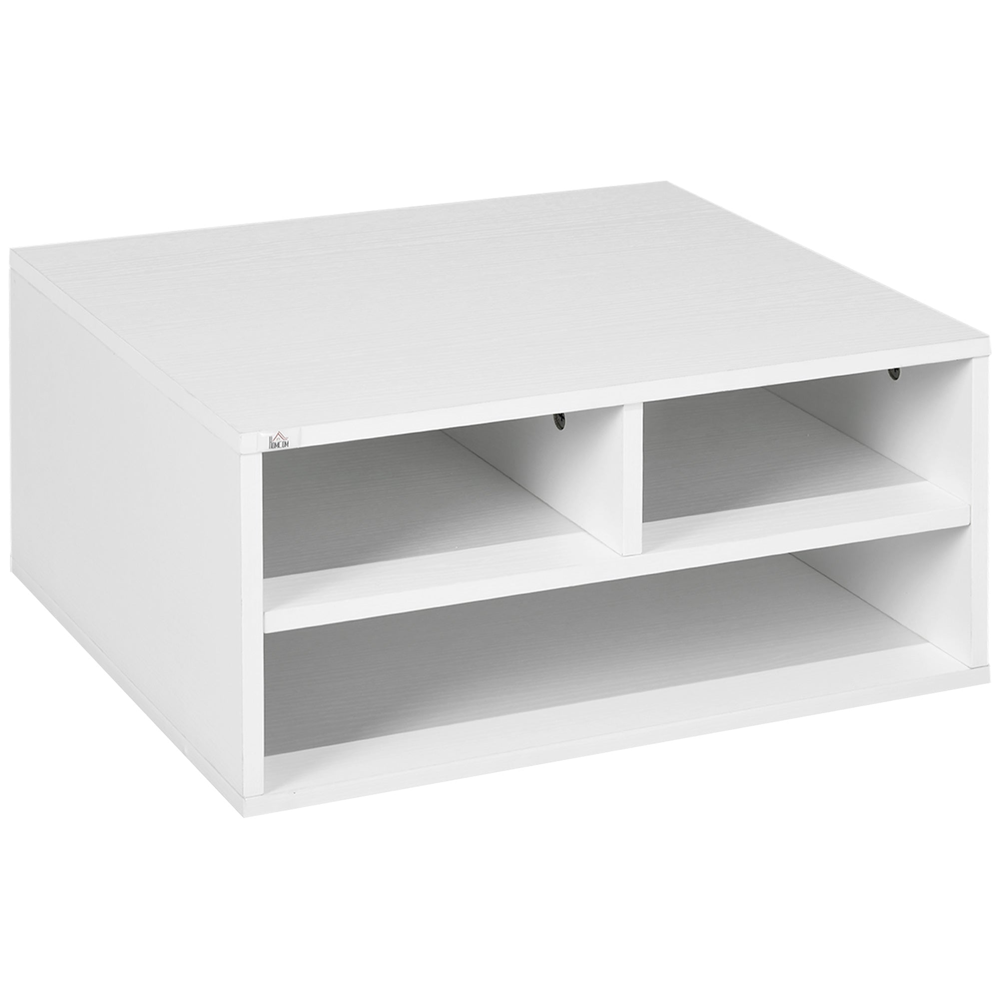 Office Printer Stand with 3 Open Shelves, 2 Levels, 47 x 40 x 22.5 cm, White