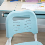 Children's Desk and Chair Set for Ages 3 and Up, Adjustable 60° Tiltable Table with Drawer and Shelves, Blue