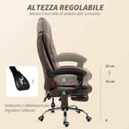 Vinsetto Office Chair with Remote Control and 6 Massage Points, Microfiber, 65x70x111-119 cm, Brown