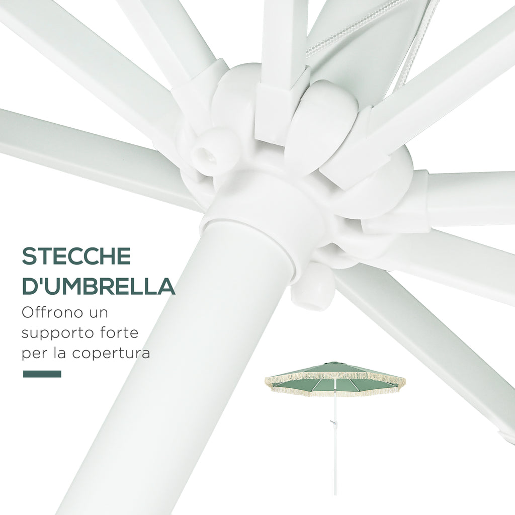 Garden Umbrella with Tilting Crank and 2 Section Pole, Polyester and Metal, 2.6x2.4 m, Green