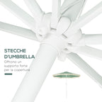 Garden Umbrella with Tilting Crank and 2 Section Pole, Polyester and Metal, 2.6x2.4 m, Green