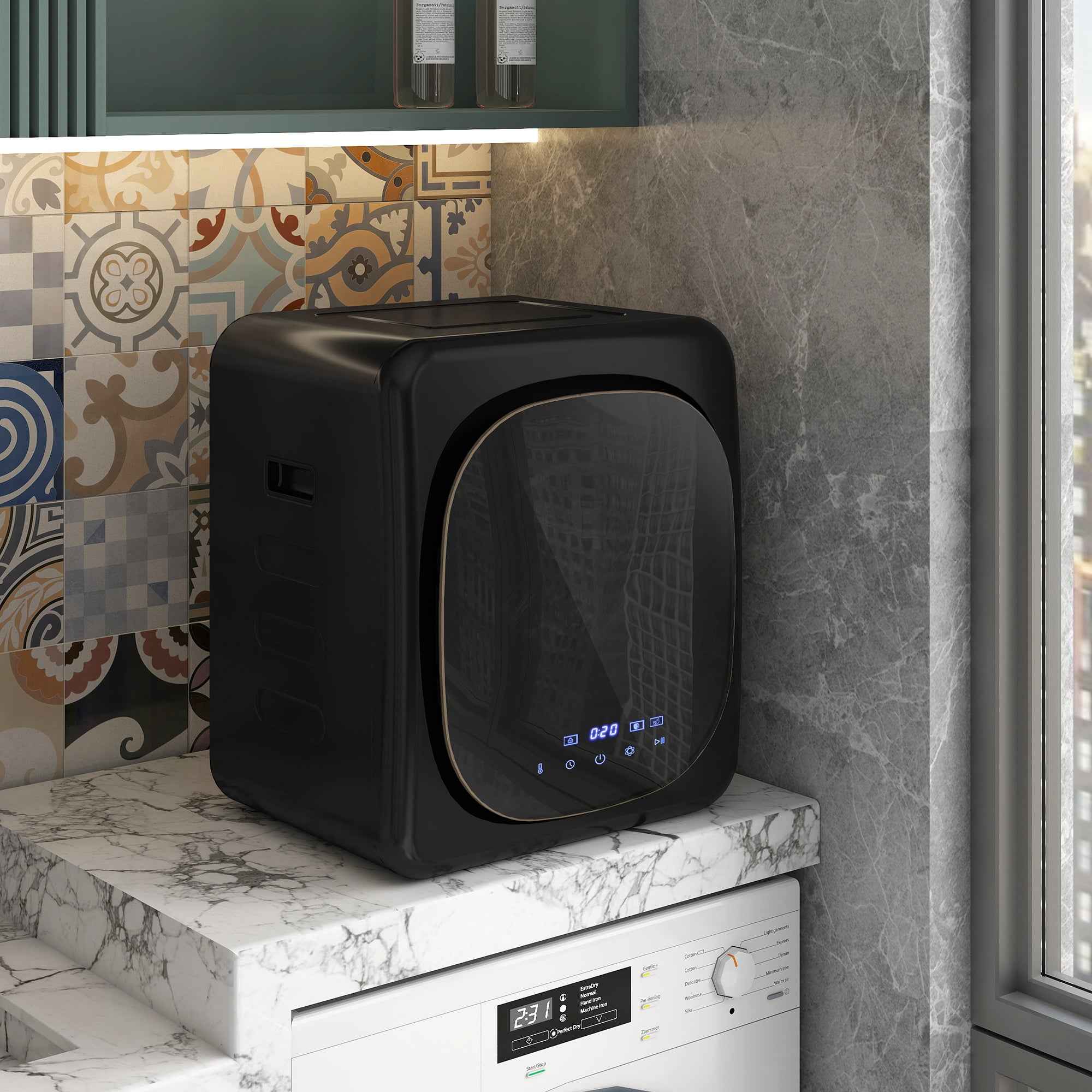 4kg Load Air Dryer with Timer and Smart Program, Stainless Steel and ABS, 48x40x56 cm, Black