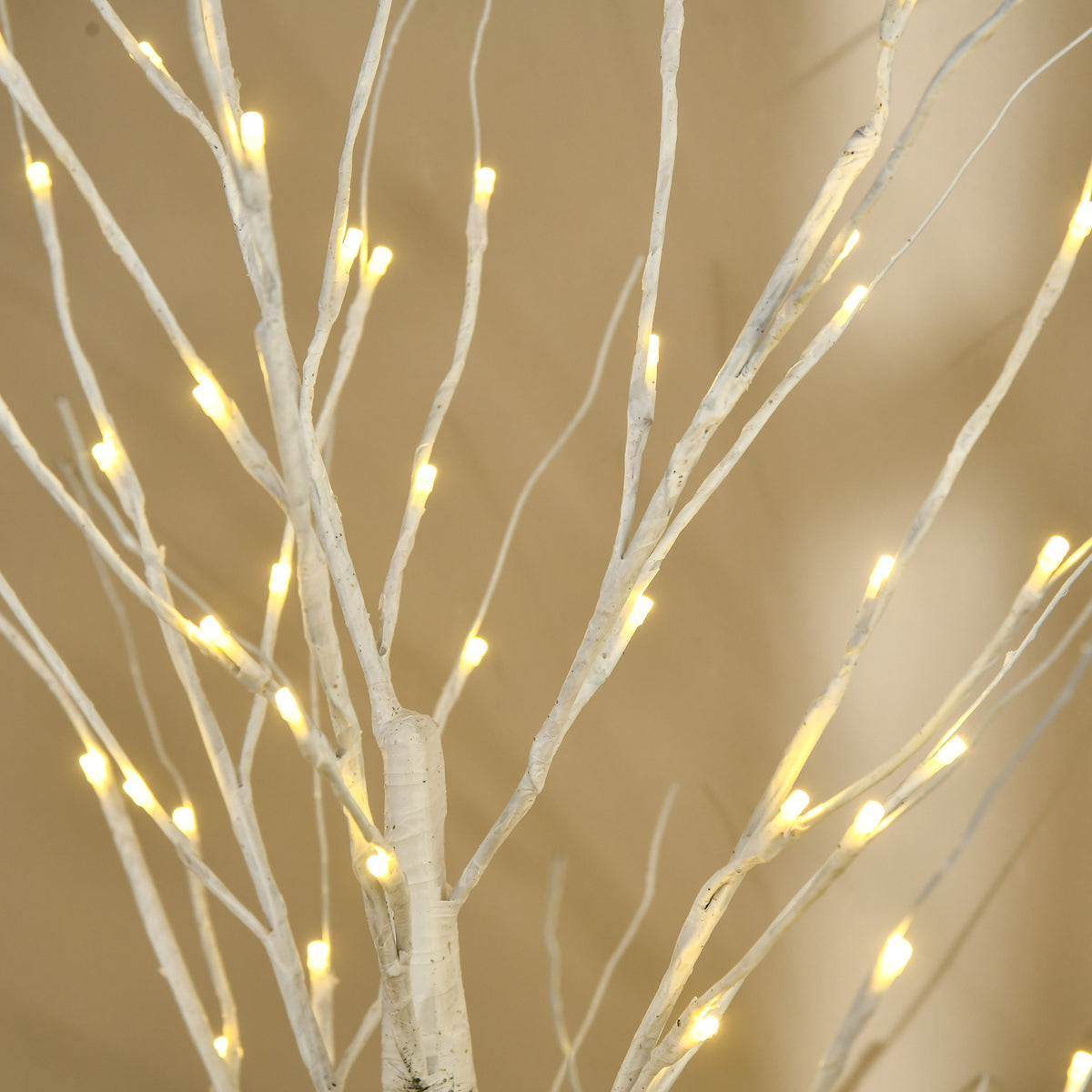 HOMCOM White Christmas Tree with LED Lights and 12 Branches for Indoor and Outdoor Use, Made of PP and Metal, 22x22x150 cm