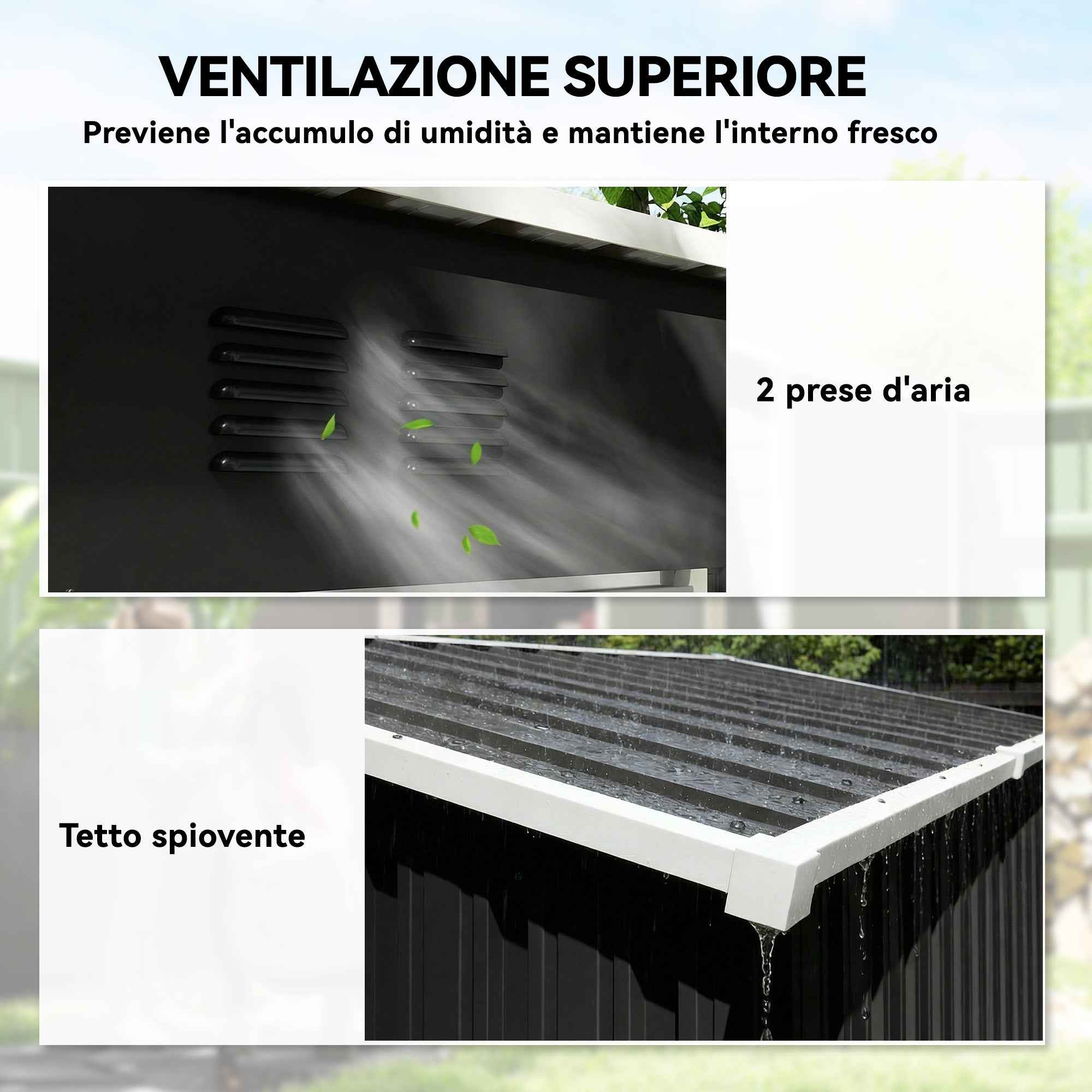 Outsunny Metal Garden Shed 163x90x179 cm, Lockable Door, Air Vents, Dark Grey