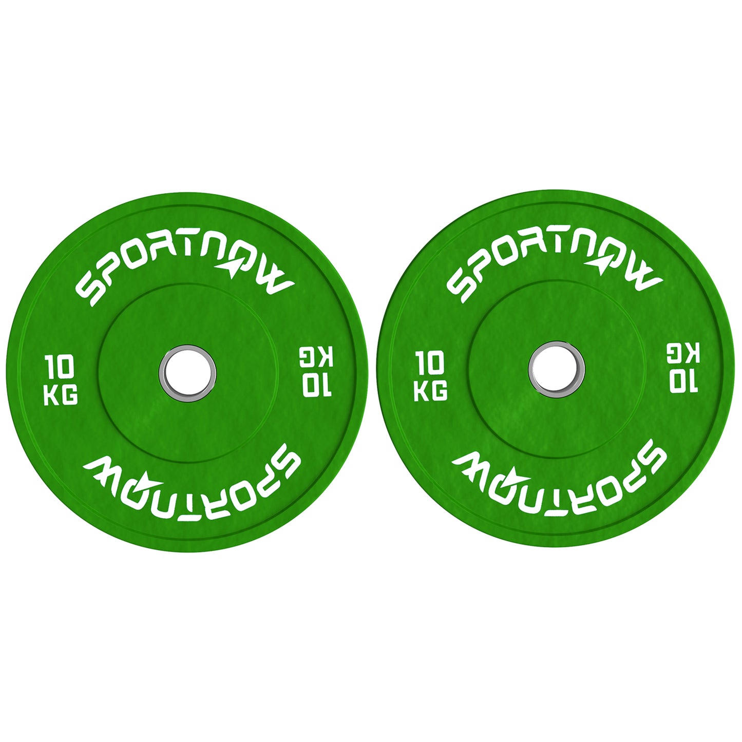 Set of 2 10kg Rubber Weight Plates with 2"/5 cm Hole for Dumbbells and Barbells, Green