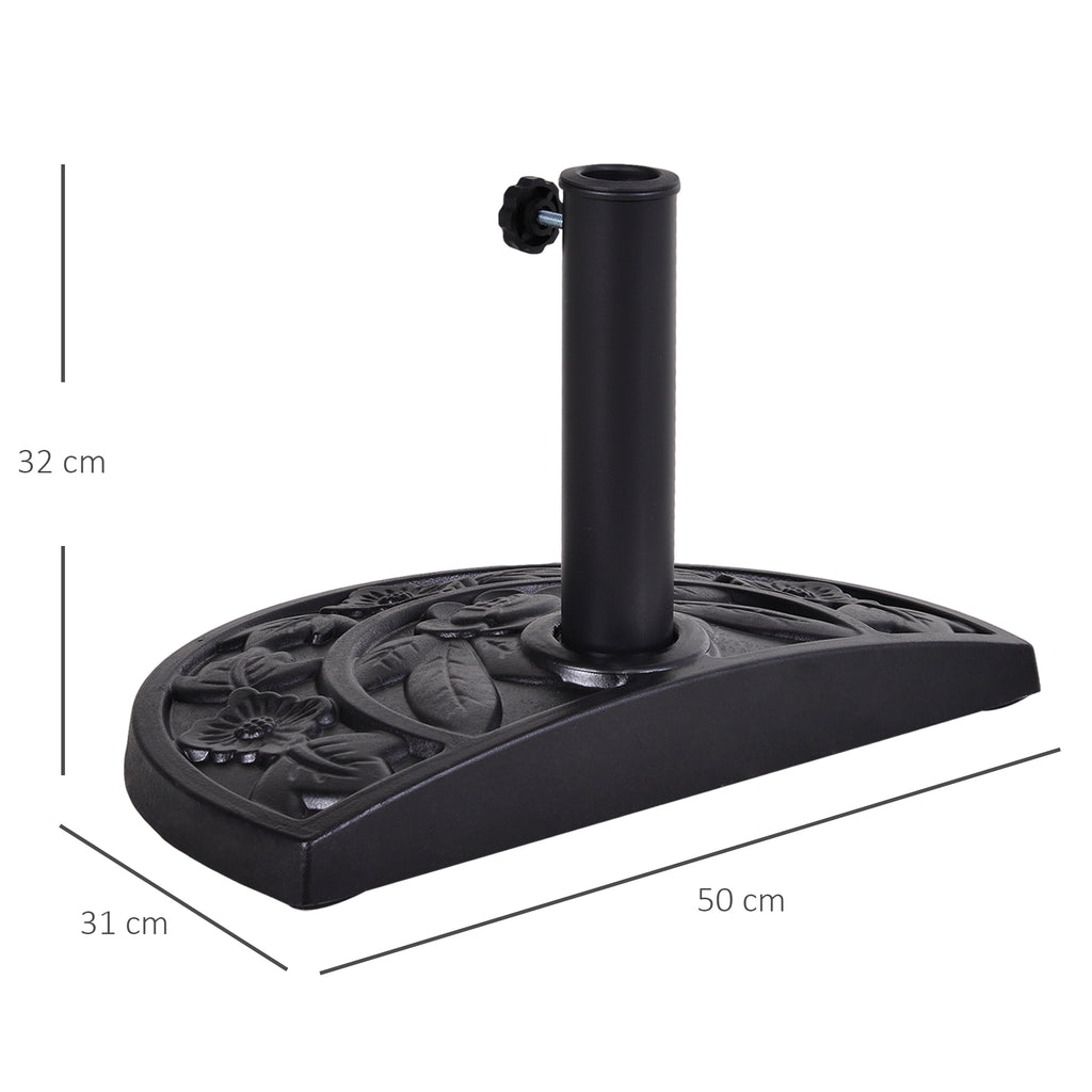 Base for Crescent Umbrella Ø3.8 and Ø4.8 mm in Resin with Crank, 50x31x32 cm, Black