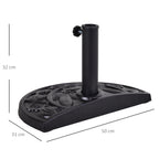 Base for Crescent Umbrella Ø3.8 and Ø4.8 mm in Resin with Crank, 50x31x32 cm, Black