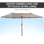Double Garden Umbrella with Crank Opening, in Steel and Polyester, 460x270x240 cm - Borge' Group Limited