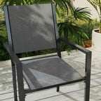 Outsunny 7-Piece Garden Set with Slatted Table and 6 Stackable Chairs, in Steel and Texteline, Grey