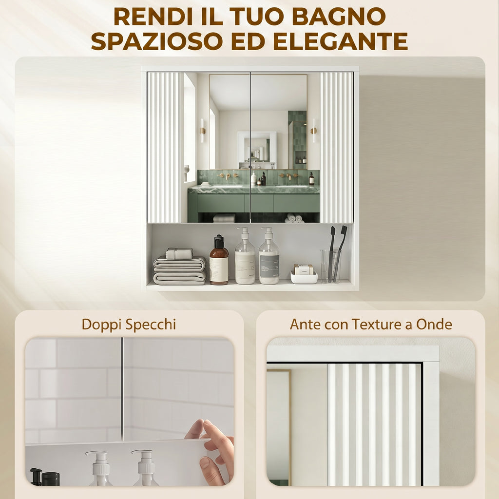 HOMCOM Wall-Mounted Bathroom Cabinet with Soft-Close Doors and Adjustable Shelf