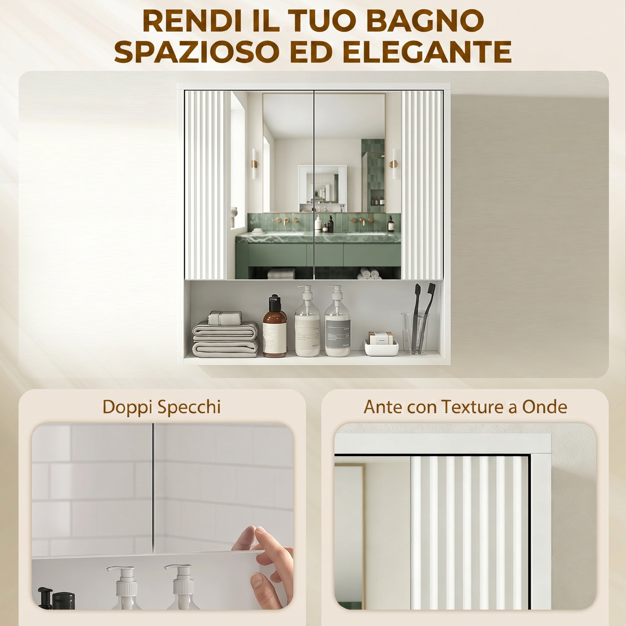 HOMCOM Wall-Mounted Bathroom Cabinet with Soft-Close Doors and Adjustable Shelf