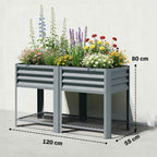 Outsunny Raised Planter with Storage Shelf, 150L, Galvanized Steel, Height 80 cm, for Garden or Outdoor Patio