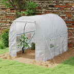 Outsunny 2.5x2x2m Steel Frame Tunnel Greenhouse with 4 PE Windows, White
