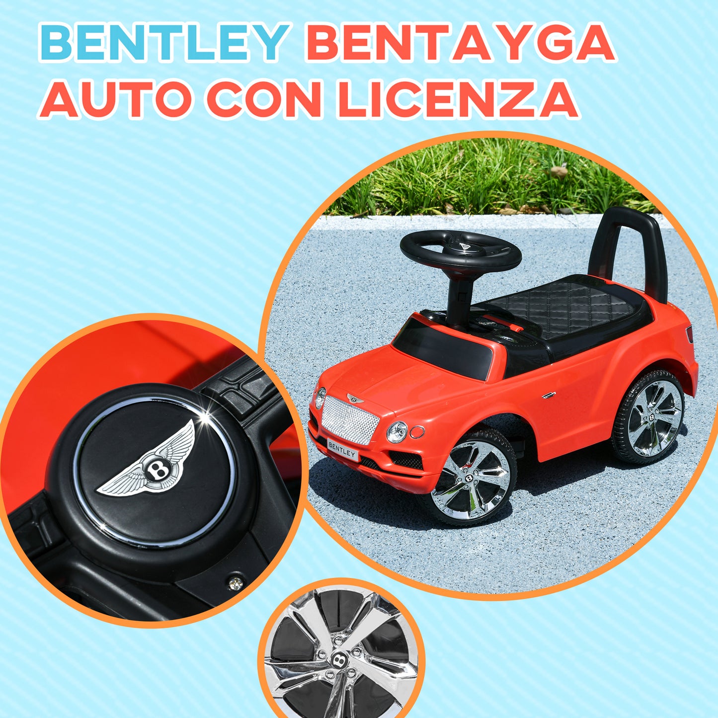 Licensed Bentley Bentayga Ride-On Car for Kids 18-36 Months, Horn and Music, Red