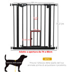 Extendable Dog Gate with Pressure Fit and Automatic Closure, 68x76.2 cm, Black - Borge' Group Limited