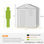 Outsunny Garden Shed, Plastic Storage Shed with Floor, Window, Lockable Door and Vents, Grey