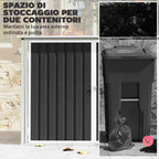 Outsunny Garden Shed, Horizontal Garbage Can Organizer, Dark Gray