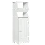 White MDF Bathroom Cabinet with Cabinet and Toilet Paper Holder, 19x15x56 cm