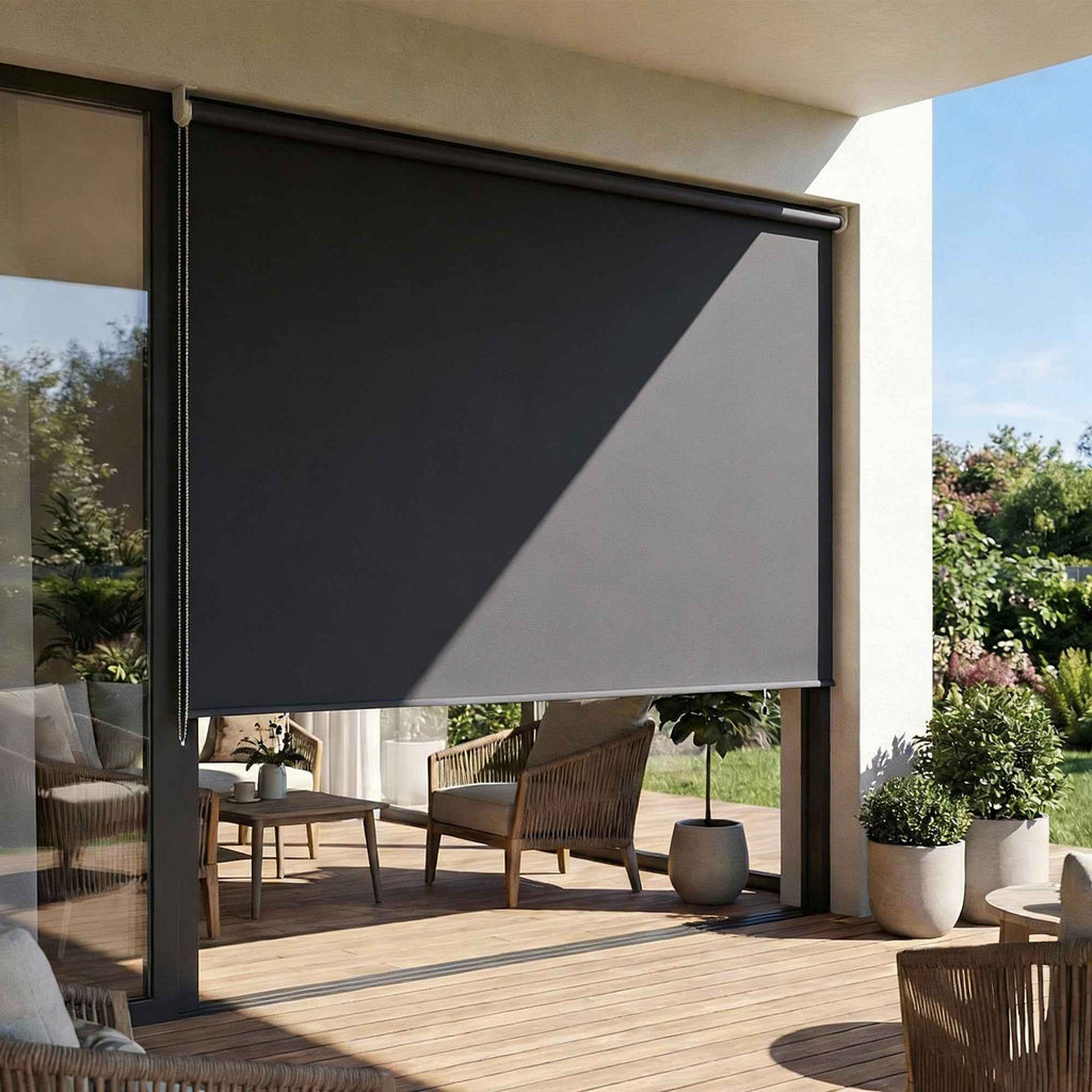 Outsunny Anti-UV Polyester Roller Blind with Chain, 240x160 cm, Dark Grey
